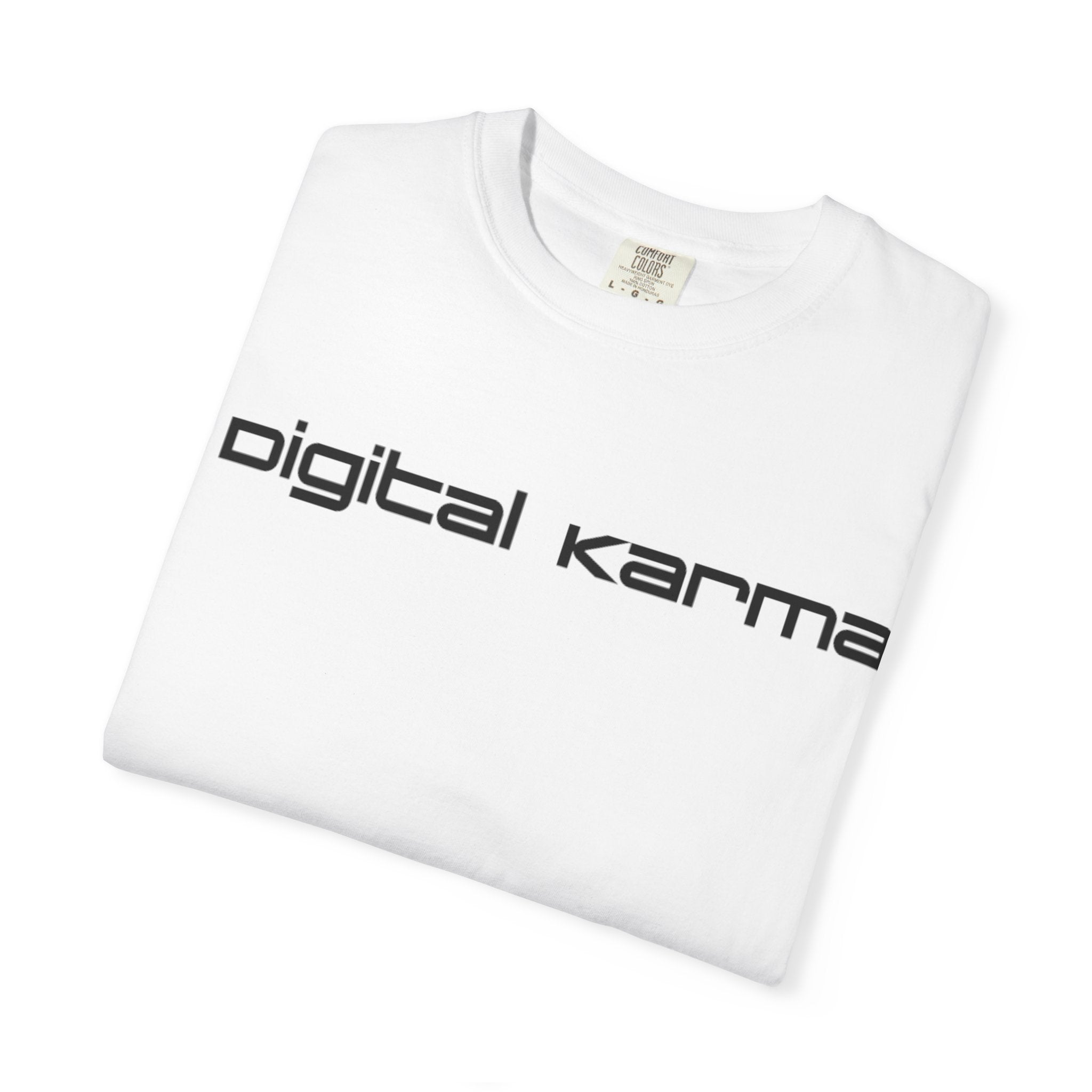 Digital Karma T-Shirt — Retro Futurist Graphic Tee (Back Collage Design)