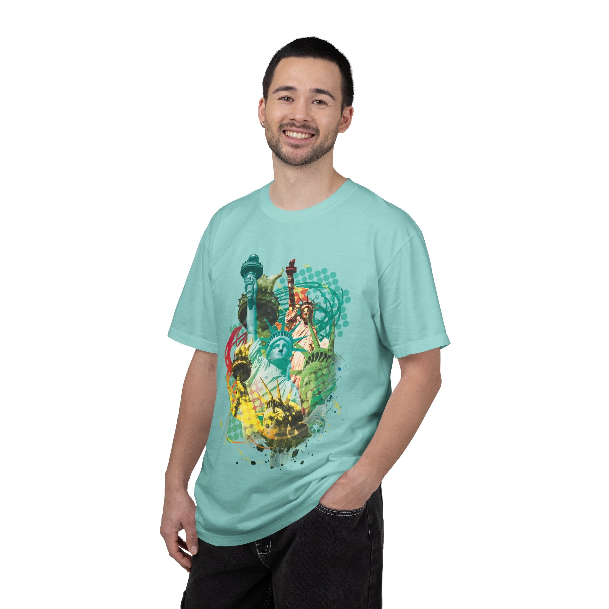 Statue of Liberty Cityscape T-Shirt — Urban Pop Art NYC Souvenir