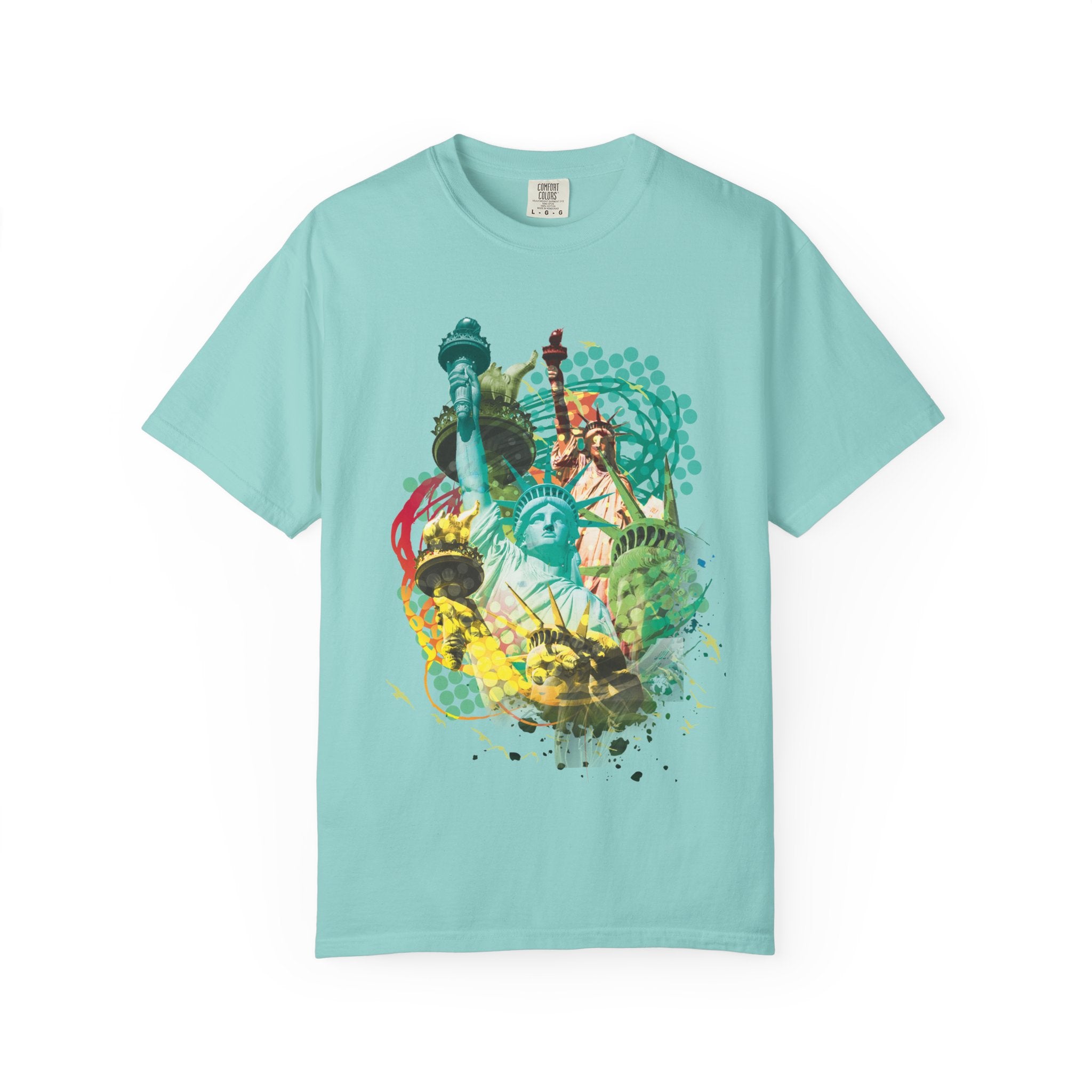 Statue of Liberty Cityscape T-Shirt — Urban Pop Art NYC Souvenir
