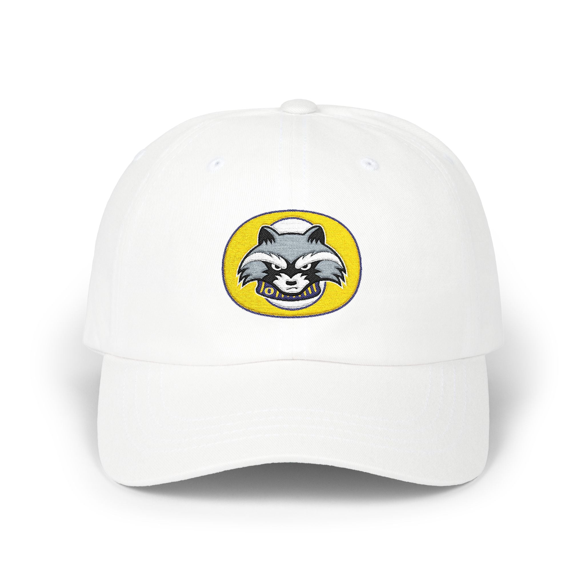 Raccoon Patch Dad Cap — Retro Embroidered Casual Baseball Hat
