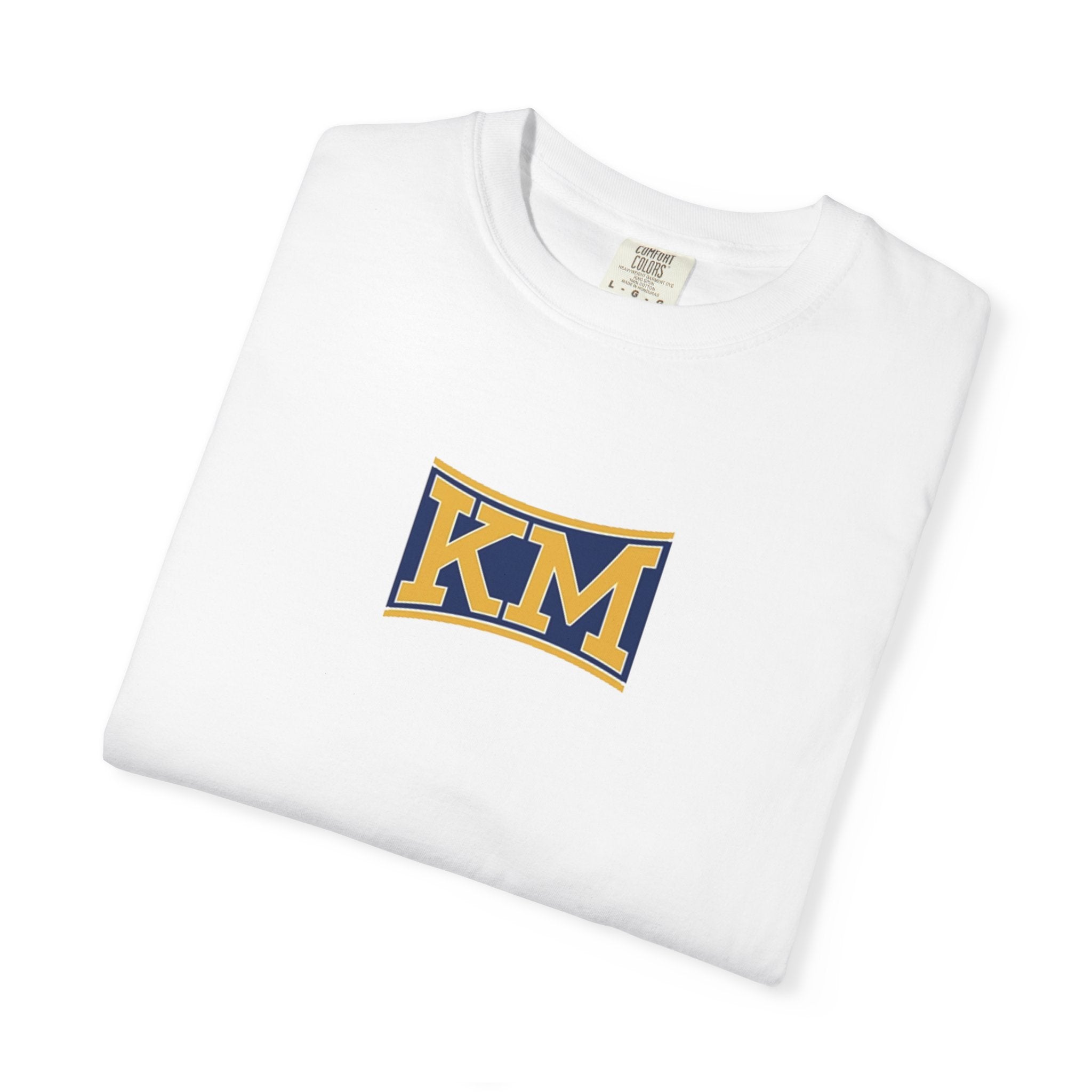 KM Logo Graphic T-Shirt — Vintage Collegiate Chest Patch Tee
