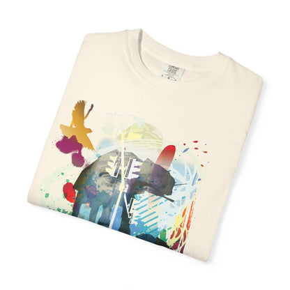 Digital Karma Abstract Elephant T‑Shirt — Watercolor Wildlife Graphic Tee