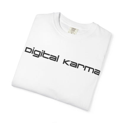 Digital Karma T-Shirt — Retro Futurist Graphic Tee (Back Collage Design)