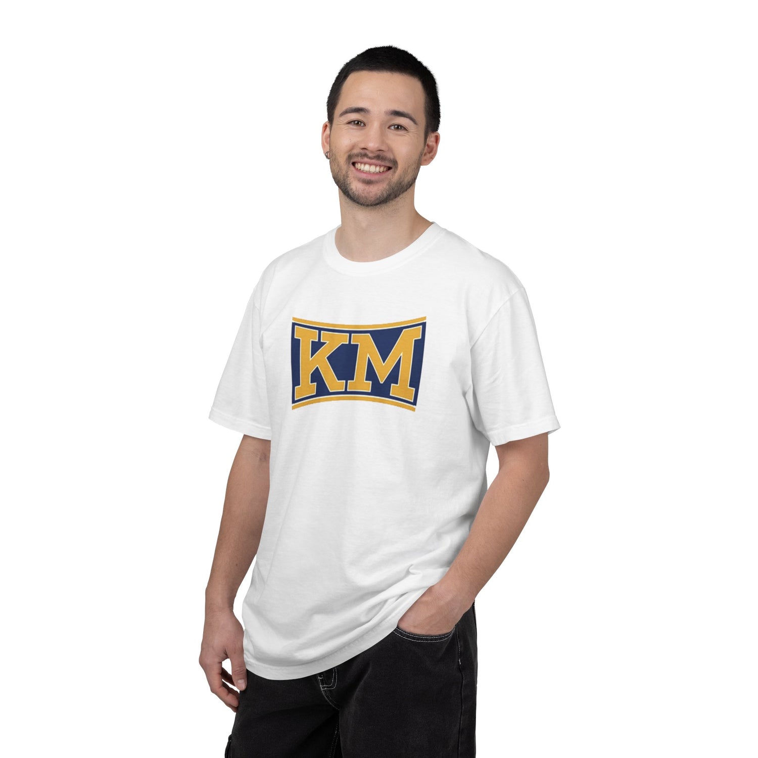 KM Logo T-Shirt — Retro Collegiate Graphic Tee