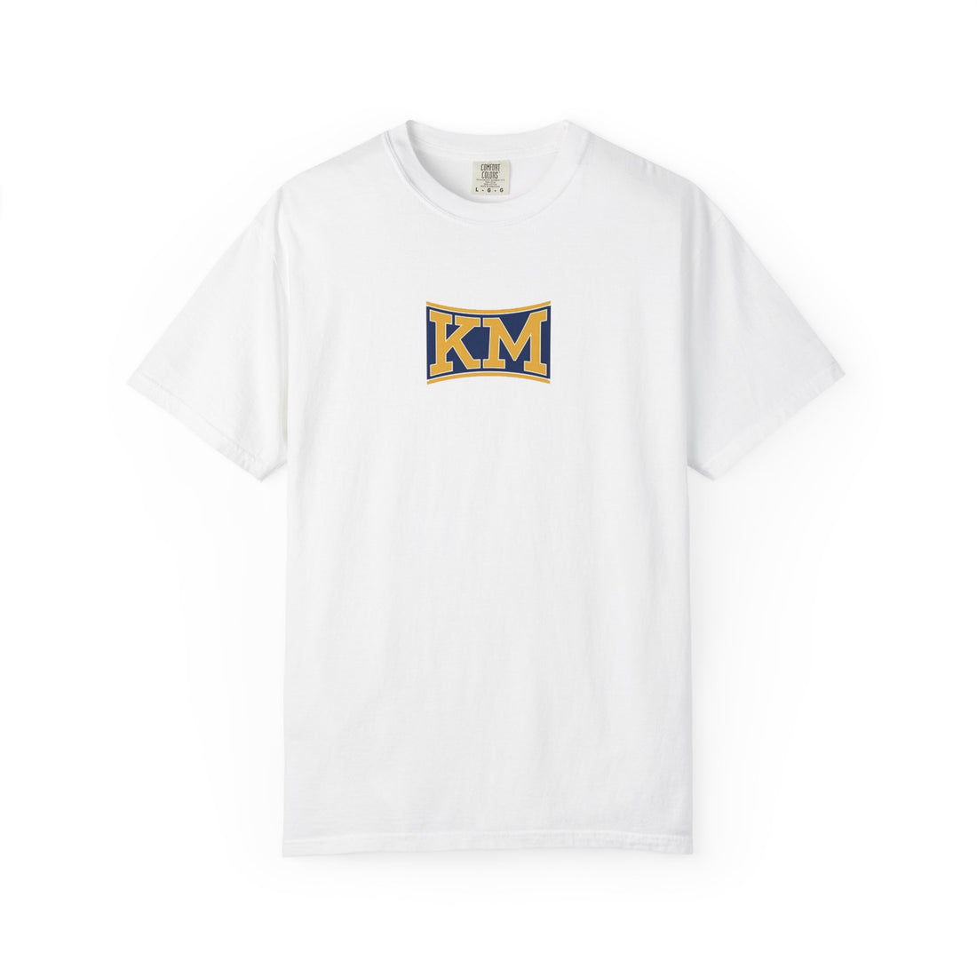 KM Logo Graphic T-Shirt — Vintage Collegiate Chest Patch Tee