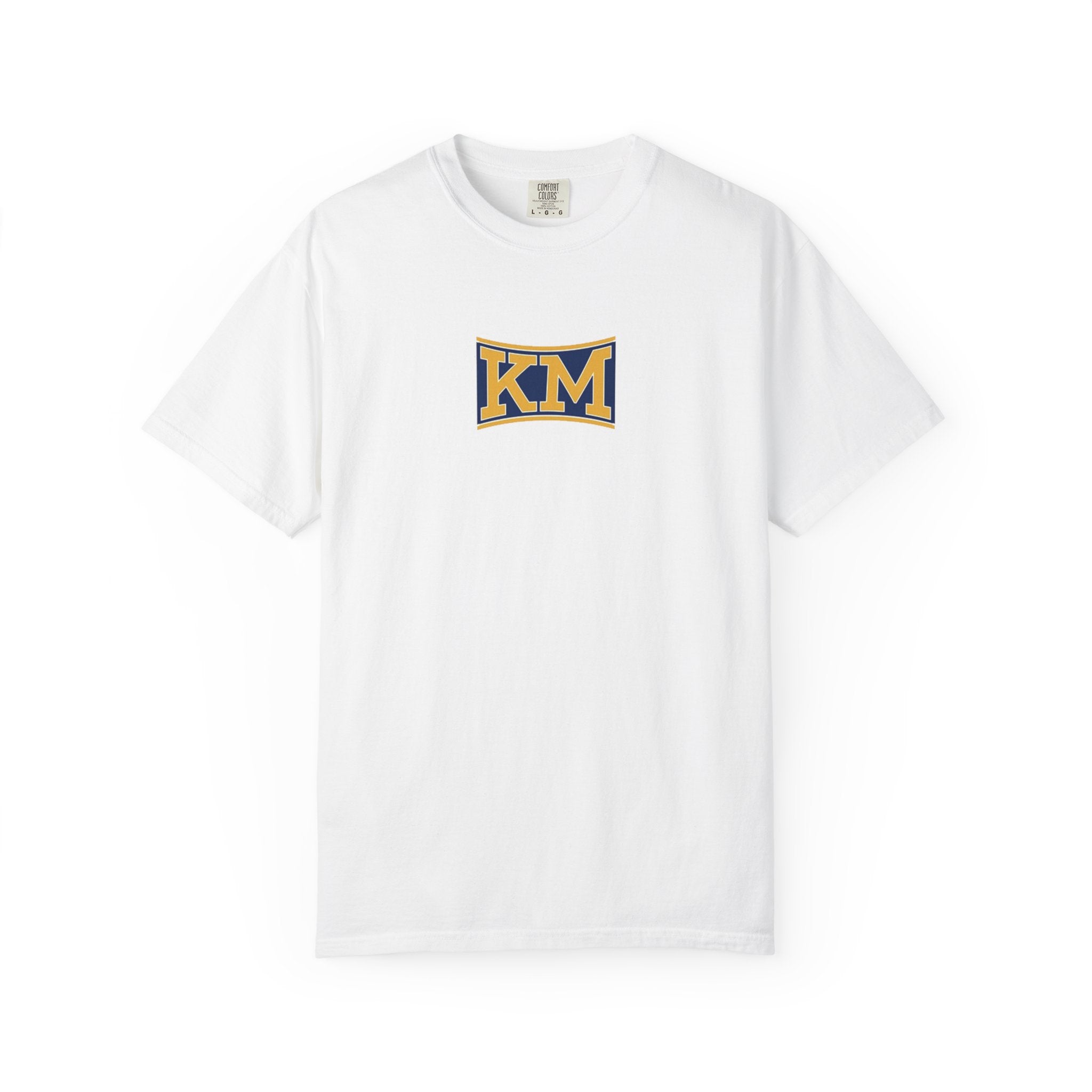 KM Logo Graphic T-Shirt — Vintage Collegiate Chest Patch Tee