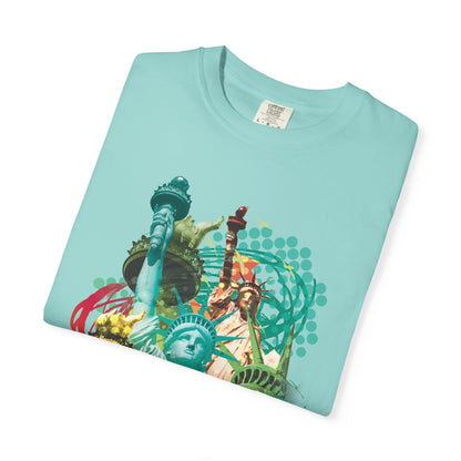 Statue of Liberty Cityscape T-Shirt — Urban Pop Art NYC Souvenir