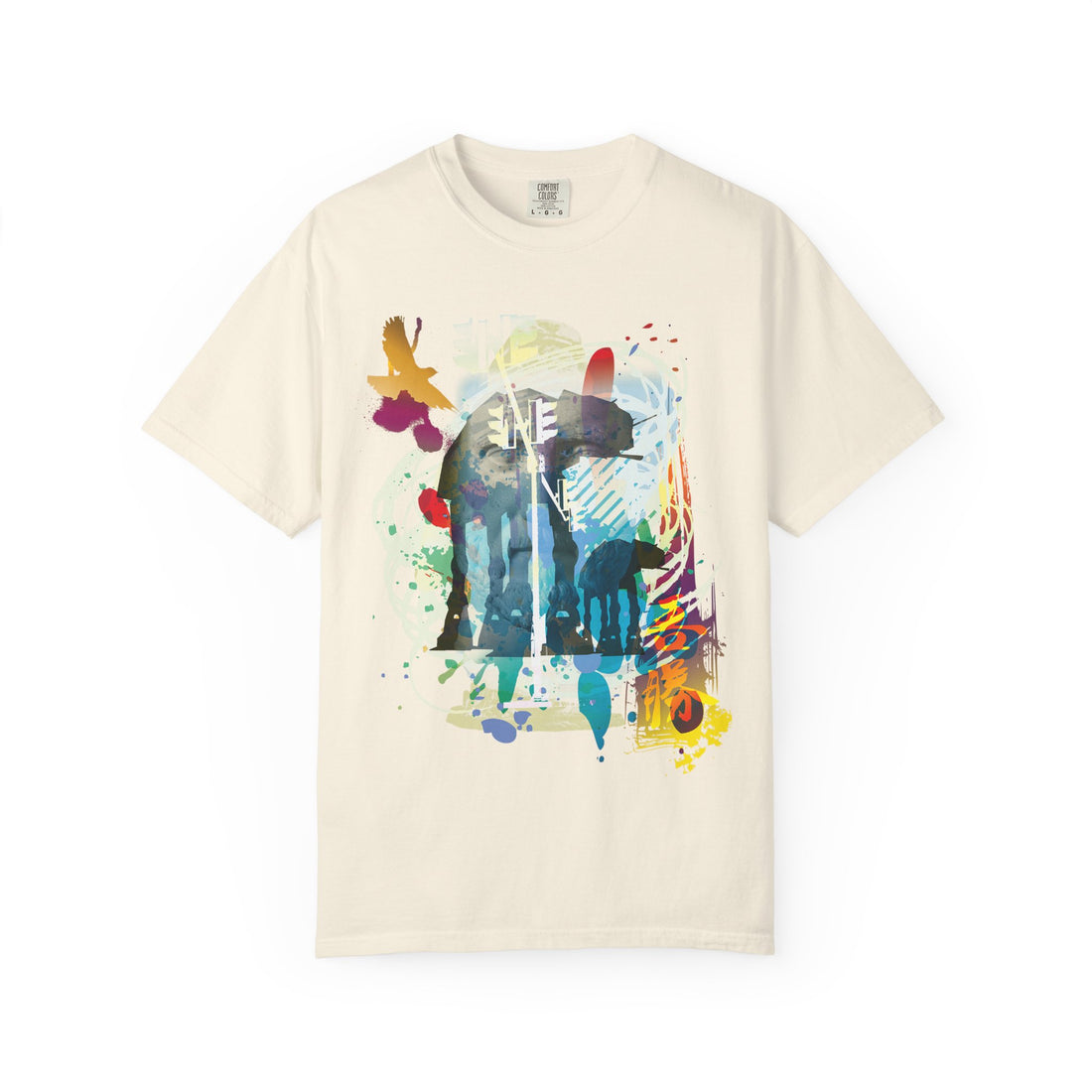 Digital Karma Abstract Elephant T‑Shirt — Watercolor Wildlife Graphic Tee