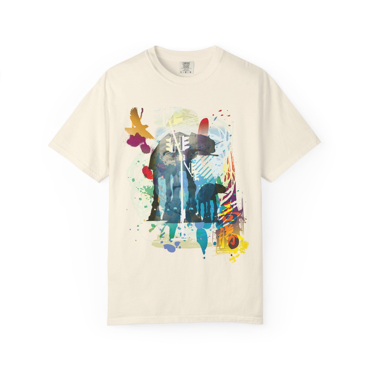 Digital Karma Abstract Elephant T‑Shirt — Watercolor Wildlife Graphic Tee