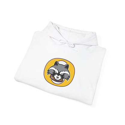 Retro Raccoon Logo Hoodie – Vintage Cartoon Animal Pullover