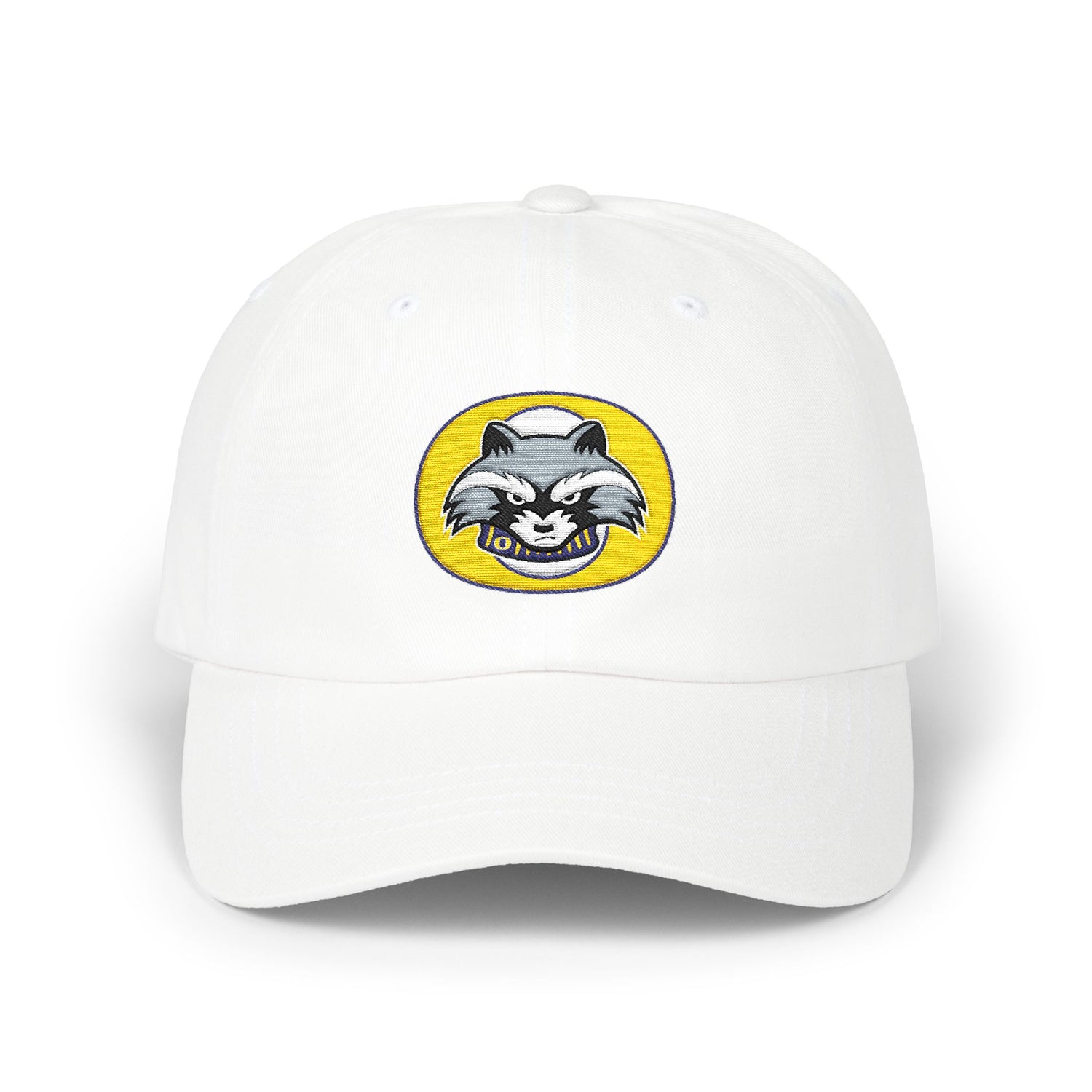 Raccoon Patch Dad Cap — Retro Embroidered Casual Baseball Hat