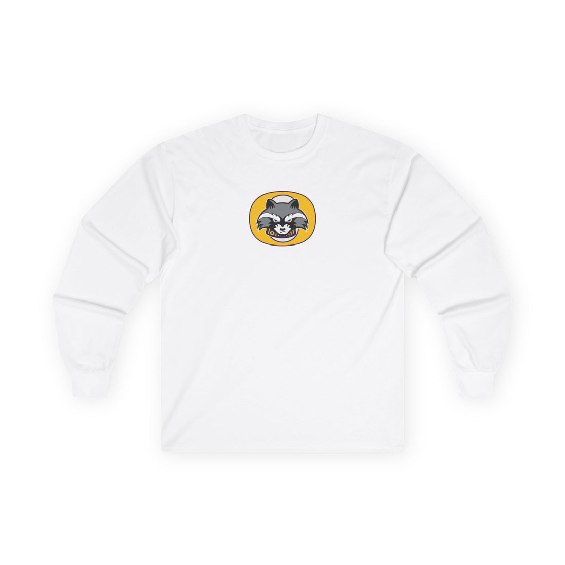 Raccoon Patch Long Sleeve Tee — Cute Retro Animal Graphic Shirt