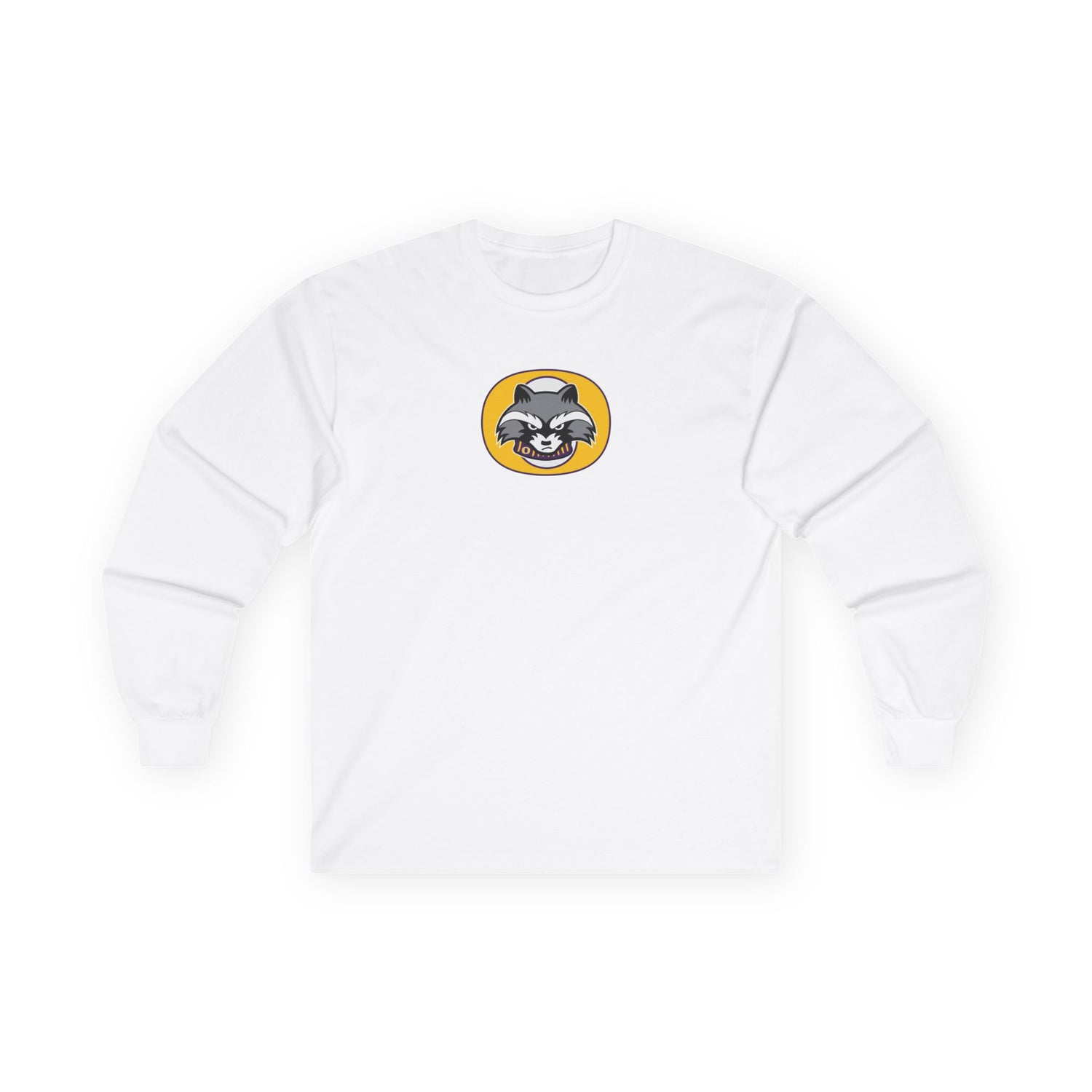 Raccoon Patch Long Sleeve Tee — Cute Retro Animal Graphic Shirt