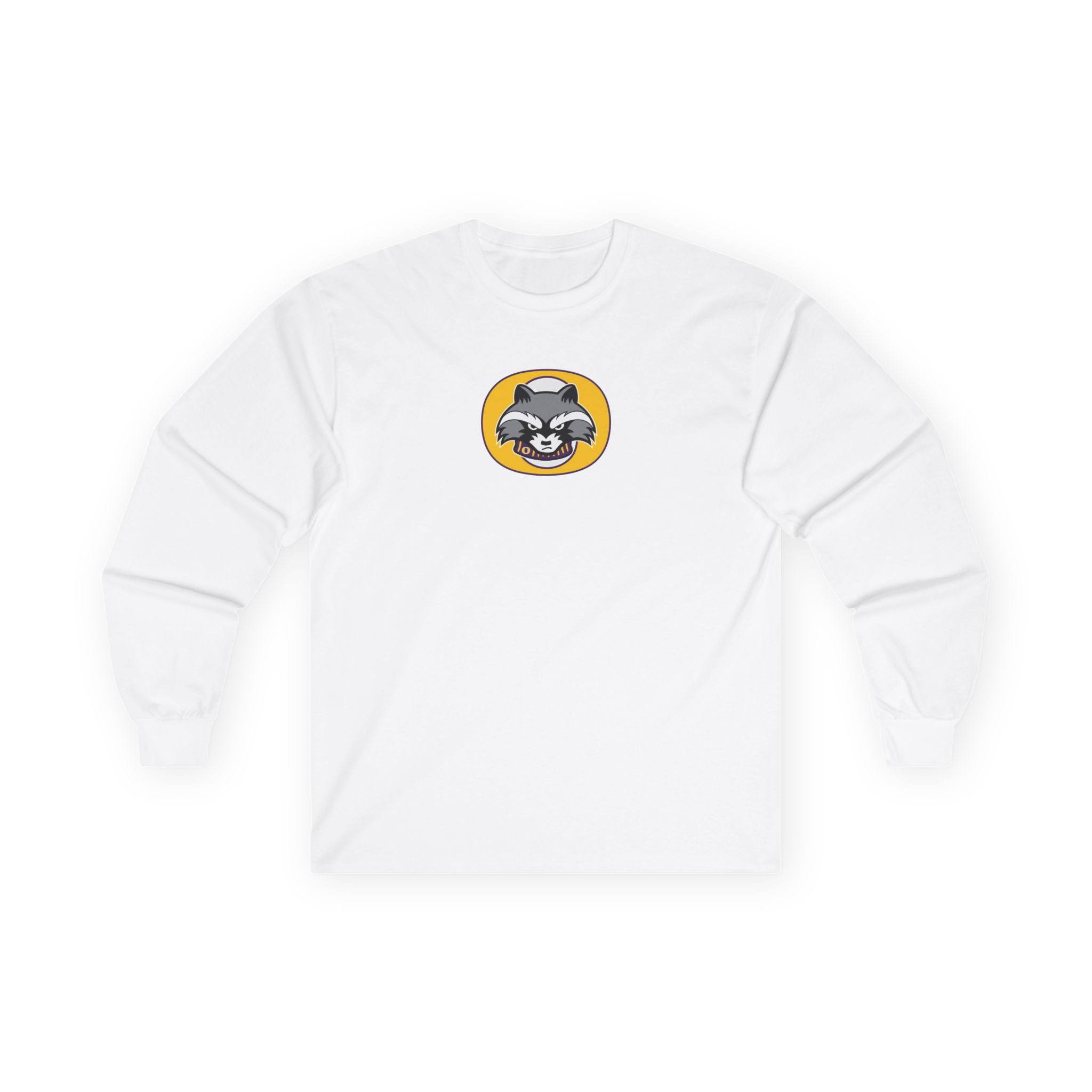 Raccoon Patch Long Sleeve Tee — Cute Retro Animal Graphic Shirt