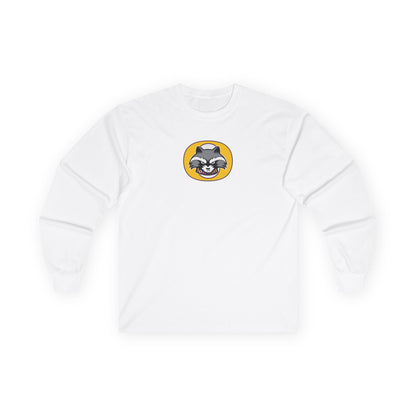 Raccoon Patch Long Sleeve Tee — Cute Retro Animal Graphic Shirt