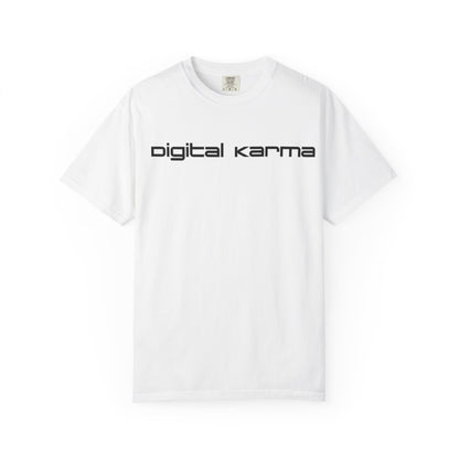 Digital Karma T-Shirt — Retro Futurist Graphic Tee (Back Collage Design)