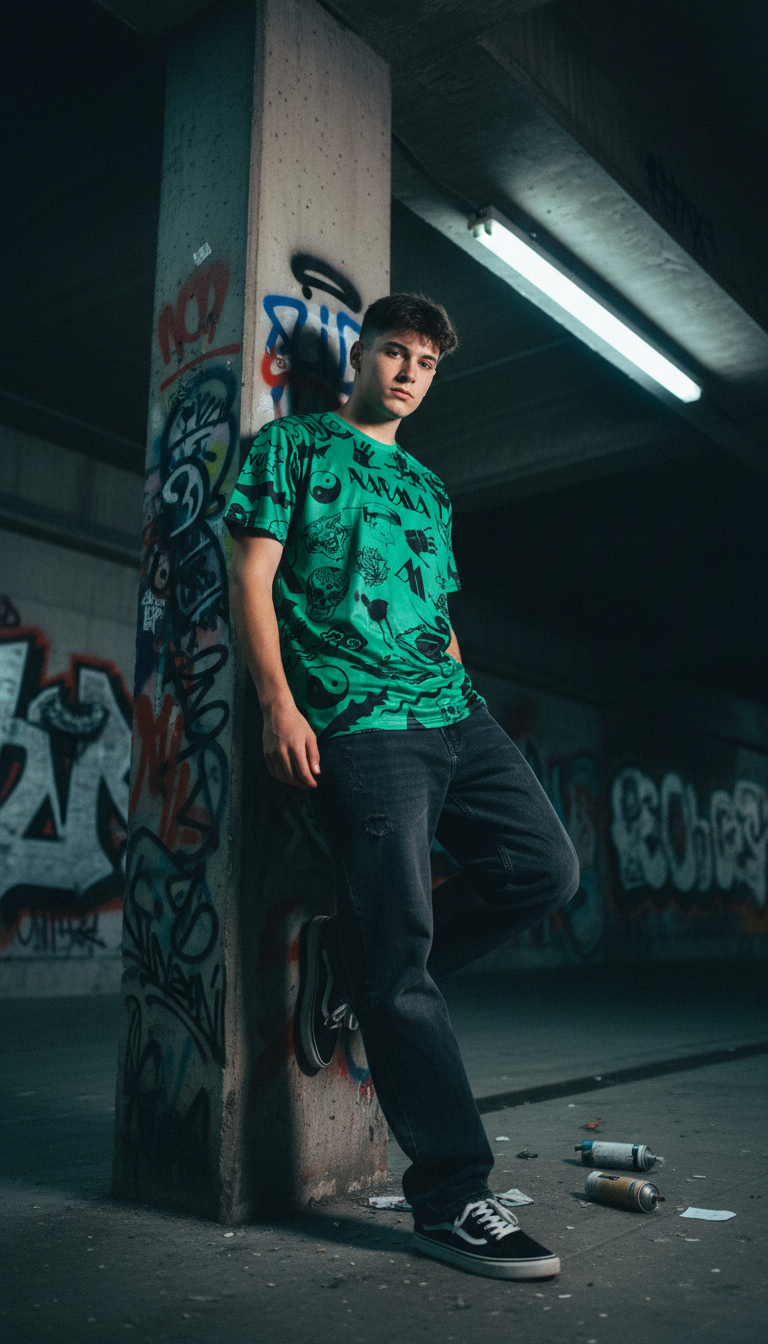 All Over Front Green Shirt